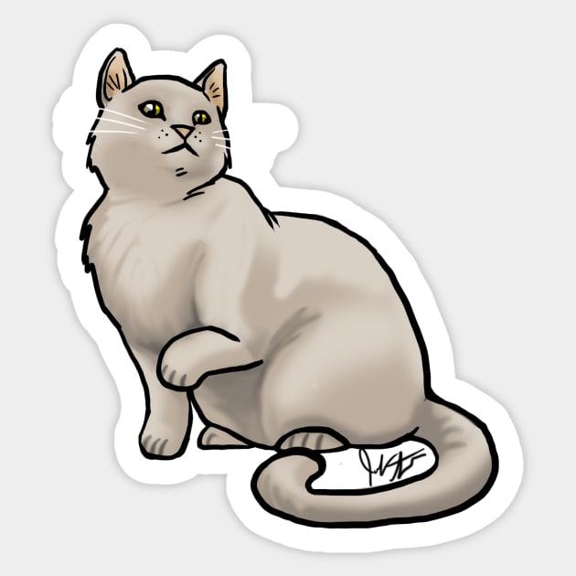 Cat - European Shorthair - Tan Sticker by Jen's Dogs Custom Gifts and Designs